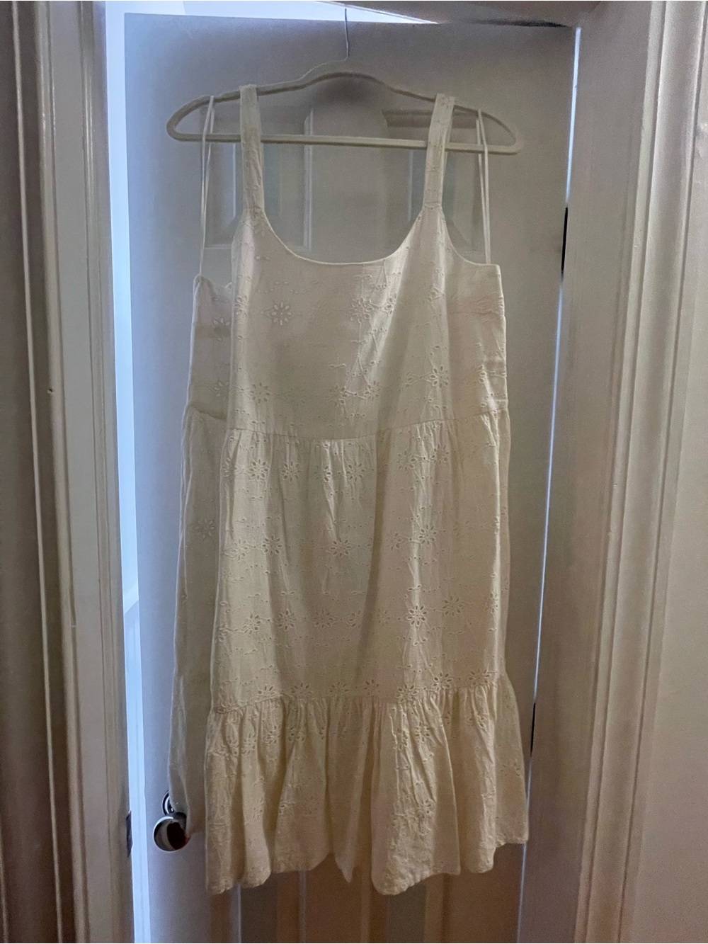Summer breeze- timeless tank type white Eylet knee length dress